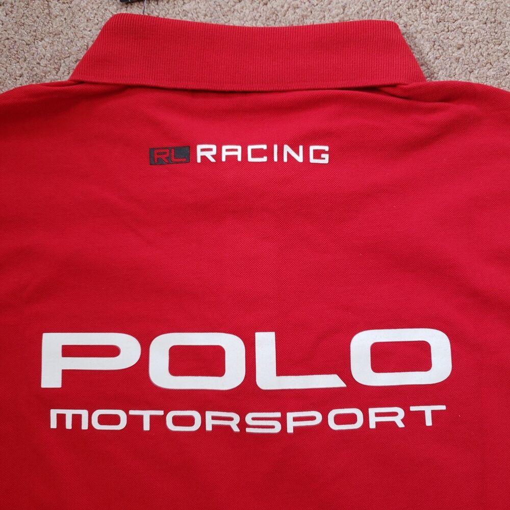 Polo Ralph Lauren Motorsport Racing Size Large Classic Slim Fit Red Polo Shirt - Picture 5 of 7